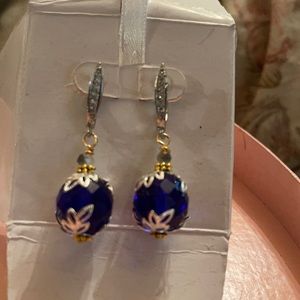 Blue Sapphire like , with silver and gold accent